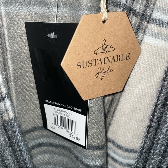 NWT Nine West Striped Fringed Belted Fall Winter Shrug Poncho One Size - Picture 5 of 6